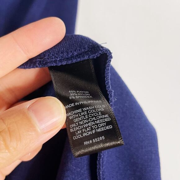 Express Size 4 Navy Blue Halter Neck Overlap Asymmetrical Bodycon Dress Cocktail - Picture 6 of 8